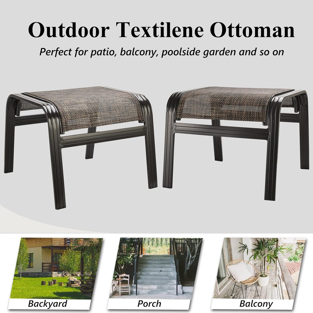 Outdoor Ottomans for Patio Footrest Metal Chairs Patio Footstools Furniture Outside Stools Small Seat Set of 2 Brown, 2 Pack-brown, 22''*20''*17''
