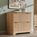 30"File Cabinet W/Charging Station, w/Files Hanging Rod for Letter/Legal/A4 | 2 Drawer File Cabinet, Large Tabletop for Printer, Office Wood Printer Cabinets, Oak