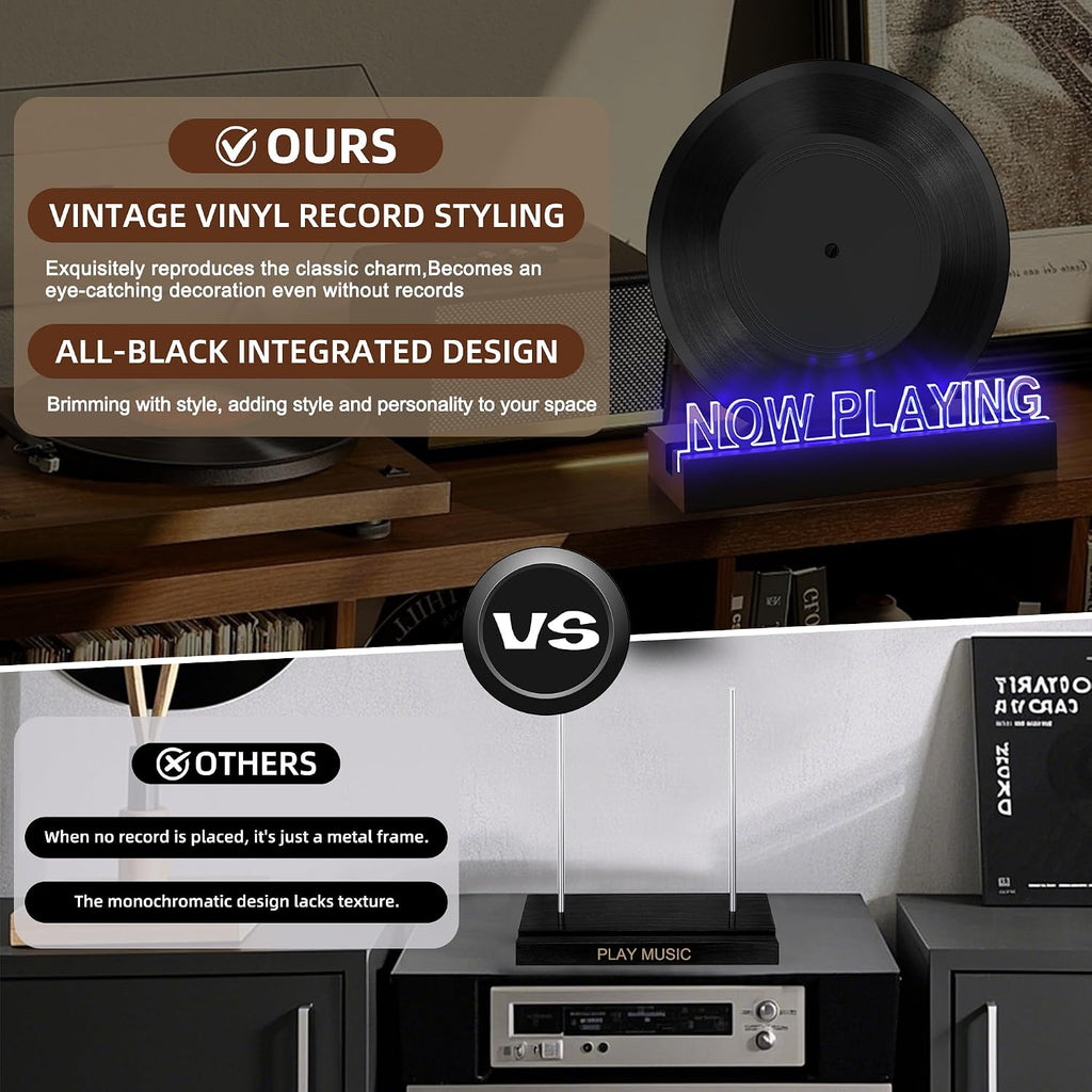 Now Playing Vinyl Record Stand- Simulated Vinyl Design with 7-Color Changing Lights,A Stylish Accent for Vinyl Record Holder, Perfect for Record Display and LP Lover Gifts.
