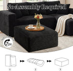 Ottoman, Modern Corduroy Cloud Foot Rest Foam Support, Oversized Modular Sectional Sofa Stool for Living Room, Bedroom & Small Spaces, No Assembly Required (Black, Ottoman)