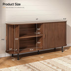 ONBRILL 63" Sideboard Buffet Cabinet, Sliding Door/Adjustable Shelf, Walnut