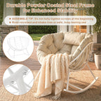 Oversized Outdoor Rocking Chair, Patio Papasan Egg Chair, Rocker Reading Lounge with Thick Cushion, Comfy Indoor Rocker Chair for Bedroom, Living Room, Porch, Poolside