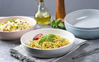 KooK Pasta Bowl, Salad Bowls, Bowls, Serving Bowls, Soup, Ceramic, Large Capacity, Microwave & Dishwasher Safe, Set of 4, 40 Oz, (White)