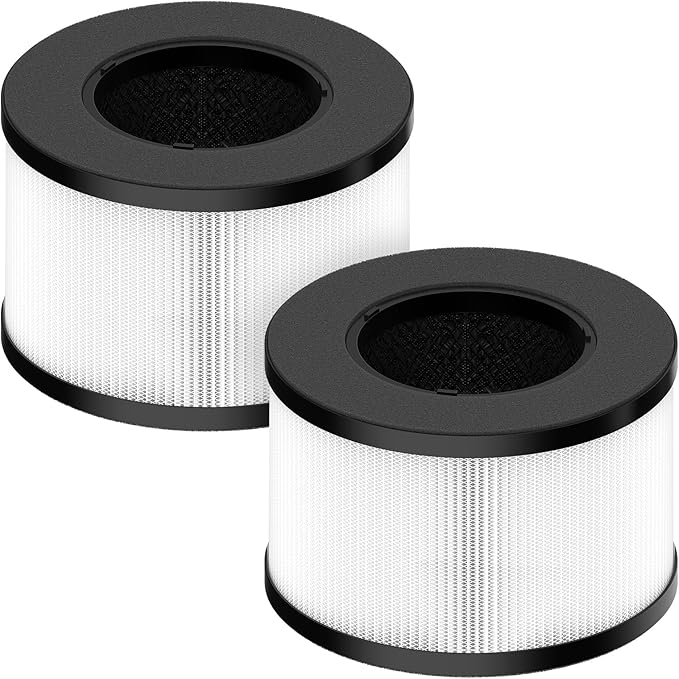 BS-03 HEPA Replacement Filter Compatible with PARTU and Slevoo BS-03 HEPA Air Purifier with 3-in-1 Filtration System, 2 Pack