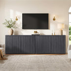 SICOTAS Buffet Cabinet with Storage Accent Sideboard with 4 Doors 66.3" Wide Fluted Credenza Modern Buffet Table Media Console Cabinet Entryway Cabinets for Living Room Kitchen Dining Room Hallway