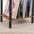 HOOBRO Small End Table, 2-Tier Record Player Stand Vinyl Record Turntable Stand with Storage up to 100 Albums, Small Side Table for Living Room, Bedroom Rustic Brown, FG05RS01