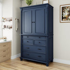 JIVOIT 77.3-inch Tall Large Kitchen Pantry with 6 Door Shelves, 2 Adjustable Shelves and 6 Drawers, 2 Doors, Modern Storage Cabinet Cupboard for Kitchen, Dining & Bathroom (Blue,53)