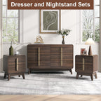 JOINICE Mid Century Modern Night Stand Set of 2 for Bedroom, Walnut