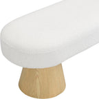 Christopher Knight Home Manila 64" Oval Dining Bench, Boucle Ottoman Bench, Large Dining Chair, Entryway Bench, Comfort Long Footstool for Living Room Dining Room, No Assembly Needed, Beige