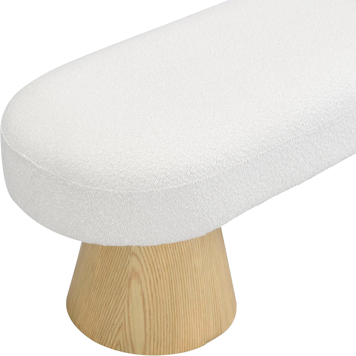 Christopher Knight Home Manila 64" Oval Dining Bench, Boucle Ottoman Bench, Large Dining Chair, Entryway Bench, Comfort Long Footstool for Living Room Dining Room, No Assembly Needed, Beige