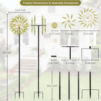 Large Outdoor Metal Wind Spinner,Two-Way Wind Sculptures,360 Degrees Kinetic Wind Spinners Yard Art Decor for Patio, Lawn & Garden 63 * 13.4 Inches