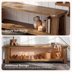 70.87" Long Solid Wood Dining Bench | Farmhouse Kitchen Bench with Storage Shelf for Dining Room, Kitchen, Entryway, Bedroom, Easy to Assemble