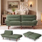 Marsail 75" Futon Sofa Bed, Futon Couch with Adjustable Backrest & Armrests, Convertible Sleeper Sofa Bed for Apartment, Living Room, Office, Corduroy Loveseat, Sage Green