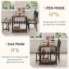 55-Inch Dining Table Set for 4 with Bench, Wine Rack, Rustic Brown | 4-Piece Kitchen Table Set with 2 Chairs, Bench, Stemware Holder and Storage Shelves for Small Spaces and Apartments