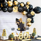 Balls Cake Toppers Crown Tiara Cake Topper Happy Birthday Cake Decorations for Birthday Boho Wedding Baby Shower Party Decorations (Black Gold)
