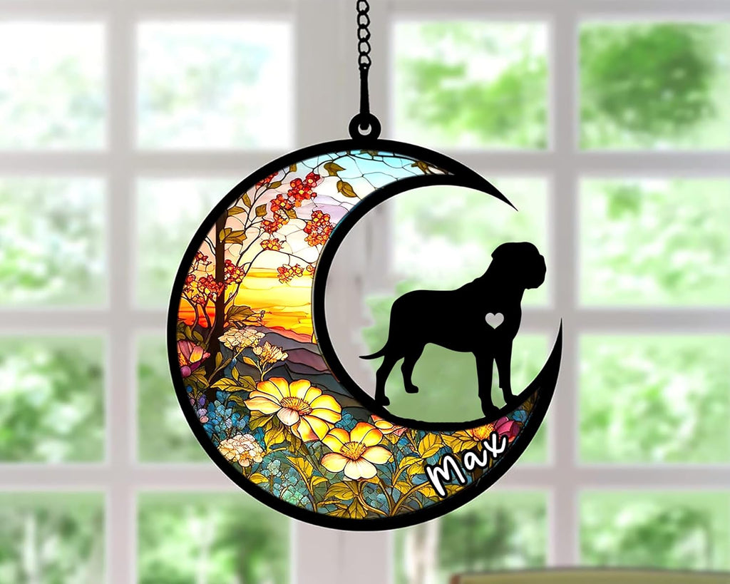 Personalized Dog Memorial, Custom Name English Mastiff Dog Christmas Ornament with Name, Custom Breeds, Pet Loss Light Catcher, Gifts for Lovers Loss of Pet Sympathy on Mothers Day Christmas