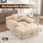 VINGLI Floor Chaise Lounge Chair Indoor, 55.5" Deep Seat Sleeper Sofa Bed Upholstered Bubble Fleece Fabric Couches for Living Room, Bedroom, Play Room, No Assembly Required