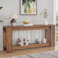 70.9" Rustic Farmhouse Console Sofa Table - Heavy Duty MDF Entryway Table with 2-Tier Storage, Narrow Long Table for Behind Couch, Brown