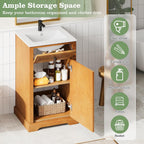 JIVOIT 20" Bathroom Vanity with Integrated Ceramic Sink, Wood Bathroom Cabinet with Adjustable Shelf, Soft-Closing Door, Solid Wood Bottom Frame for Small Space