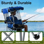 Romswi Folding Canopy Beach Camping Chairs for Adult 2 Pack, Portable Outdoor Chairs with Sunshade,Cup Holder & Side Pocket for Camping, Fishing, Beach, Backyard, Navy