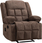 HAOMARKETS Manual Recliners with Massage and Heat for Adults, Classic Breathable Fabric Recliner Chair with 2 Cup Holders & Side Pockets, Overstuffed Heavy Duty Reclining Sofa for Living Room,Brown