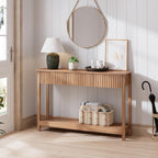 Treocho 47" Fluted Console Table with 3 Drawers and Storage Shelf | Narrow Long Entryway Table,Behind Couch Accent Tables, Entrance Foyer, Hallway, Living Room, Brown