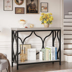 IBF Narrow Entryway Table with Storage, Modern Wood Metal Console Sofa Table Behind Couch Tables, Industrial Narrow Hallway Table for Living Room Home Office Foyer Entry Way Entrance, Grey, 39.4 Inch