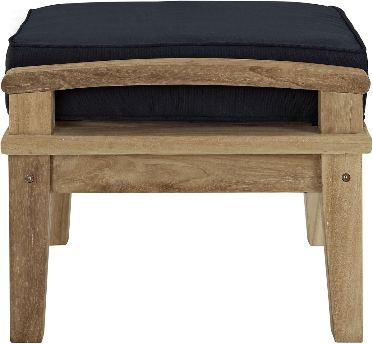 Modway Marina Outdoor Patio Teak Ottoman, Natural Navy