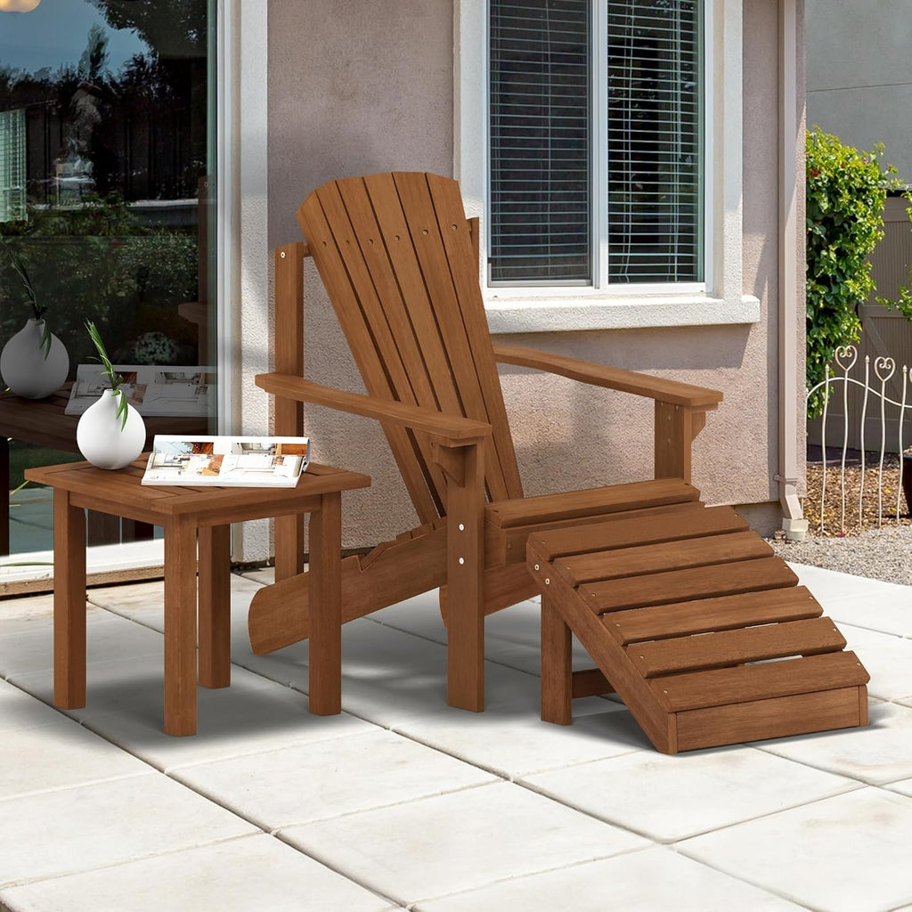 Furinno TIOMAN Outdoor Footstool, Small Adirondack Foot Stool, Vanity Stool, in Teak Oil, for Patio, Garden, Porch, Light Wood