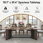 Hlivelood 78Inch Large Dining Table for 6 8 People,Wooden Rectangular Kitchen Table W/Waterproof Tabletop,Large Rectangle Furniture W/Adjustable Legs,Brown Dinner Table for Kitchen Dining Room(78IN)