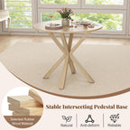 Moccha 36" Round Dining Table for 4 - Rubber Wood Kitchen Table with Intersecting Trestle Legs, Vintage Bar Table, Farmhouse Dining Room Tables for Dinette, Small Space, Restaurant, Bistro (Oak)