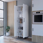 2 Door 5 Shelf Kitchen Pantry White