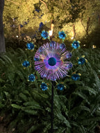 46" Flower Solar Wind Spinners for Yard and Garden, Sapphire Kinetic Windmill Wind Spinner Outdoor Decor, Solar Wind Sculpture Yard Art for Patio, Lawn & Garden