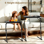 Max Large Black Folding TV Tray Table, XL Pro Adjustable Foldable TV Table with 6 Height Adjustable, 425% Thicker HDPE Plastic Table for Eating, Laptop, Snacks, Dinner Laptop on Couch & Bed