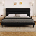 GRUSIGN King Size Platform Bed Frame with Velvet Headboard, Adjustable Height Wooden Slats Support, Upholstered Mattress Foundation, Fits Mattress or Mattress with Box Spring, Easy Assembly, Black