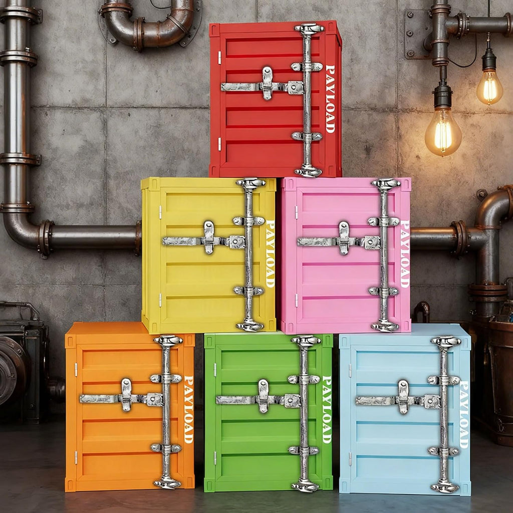 Metal Nightstand Industrial Storage Cabinet - Small Locking Container Side Table, Shipping Container Style Shelving Unit for Bedroom Living Room, No Assembly Required 新9-2 15.7"Lx15"Wx18.9"H
