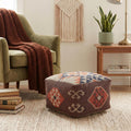 L. R. Resources, Inc. LR Home Handmade Bohemian Brown/Orange Cotton Square Pouf Ottoman for Home Decor | Indoor Foot Rest for Bedroom & Living Room Decor | 18 x 18 x 12 Stuffed Ottoman for Seating