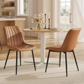 VASAGLE Dining Chairs Set of 2, Upholstered Kitchen Chairs, Synthetic Leather, Max. Load 264 lb, Steel Legs, Curved Backrest, for Dining Room, Caramel Brown and Ink Black ULDC090KN03