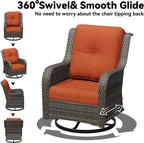 Outdoor Swivel Rocker Patio Chair - Outdoor Wicker Patio Furniture with Thickened Olefin Cushions, High Back and Deep Seating, Hand-Woven PE Rattan for Porch, Deck, Balcony, Orange