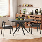 Round Dining Table for 4, Kitchen Table with Intersecting Pedestal Base, for Dining Room, Living Room,Kitchen (Black)