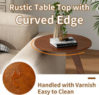 C Shaped End Table, Small Round Side Table for Couch, Slide Under Sofa Tray Desk for Living Room Bedroom, Solid Wood TV Tray Table for Narrow Space (15” Chestnut)