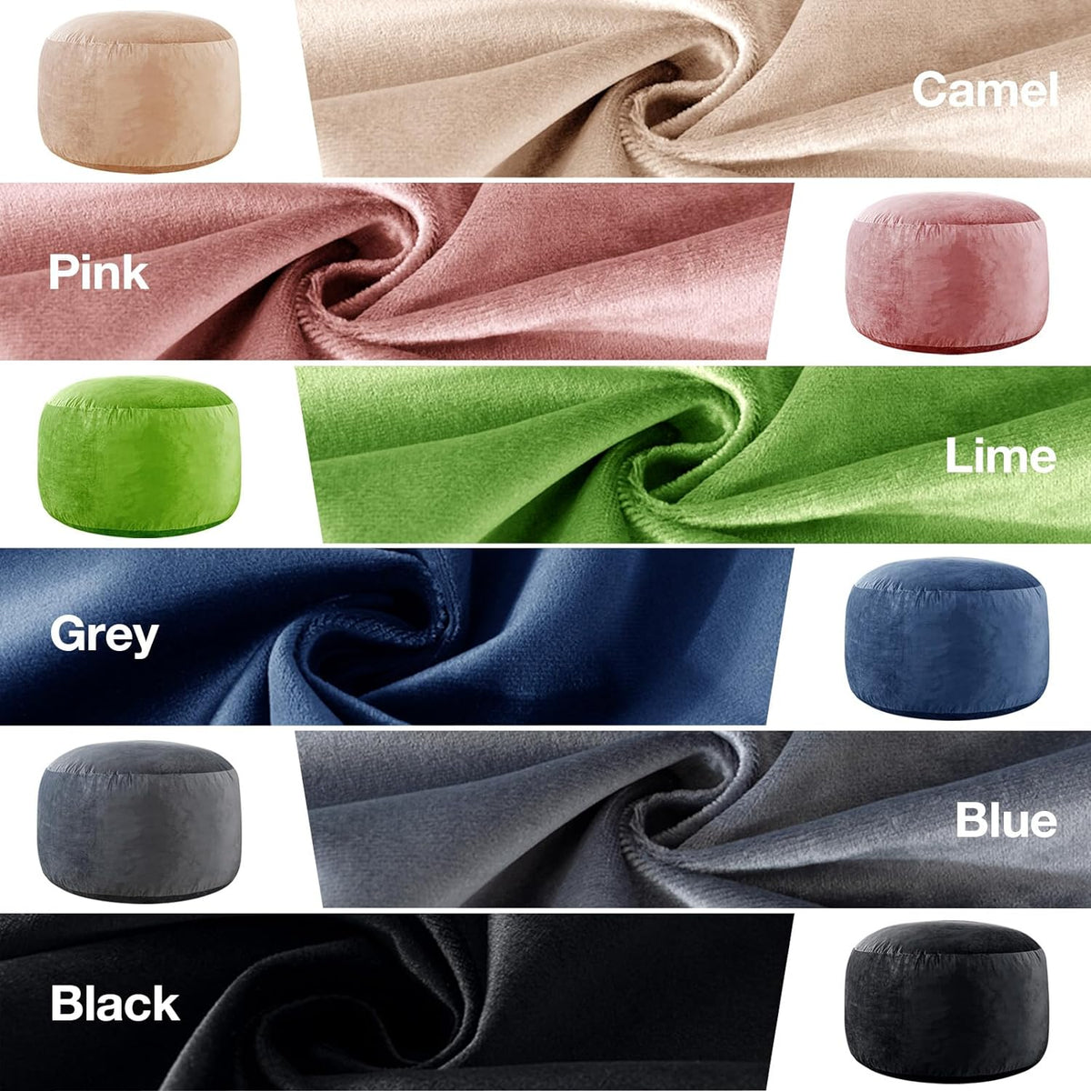 3 ft Bean Bag Chair, Bean Bag Chairs for Adults,3 Foot,Dark Grey | Memory Foam Filling,Beanbag Sofa for Living Room,Ultra Soft Velvet Cover,Convenient Pocket & Pull-Handle