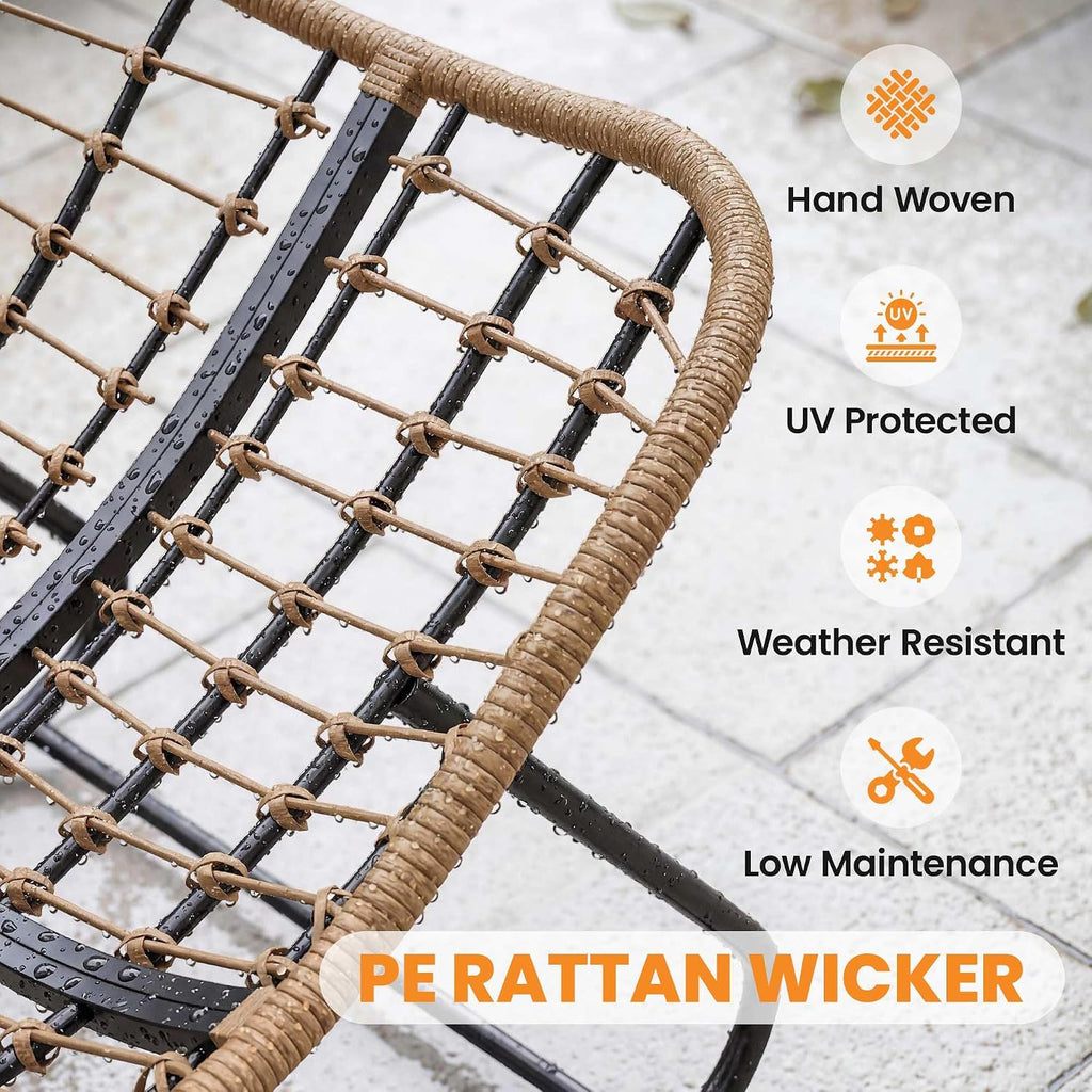 Outsunny Papasan Rocking Chair, Wicker Oversized Indoor Outdoor Rocking Papasan Chair with Cushion, PE Rattan Outdoor Rocker Egg Chairs for Living Room, Garden, Patio, Balcony, Dark Gray