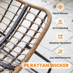 Outsunny Papasan Rocking Chair, Wicker Oversized Indoor Outdoor Rocking Papasan Chair with Cushion, PE Rattan Outdoor Rocker Egg Chairs for Living Room, Garden, Patio, Balcony, Dark Gray