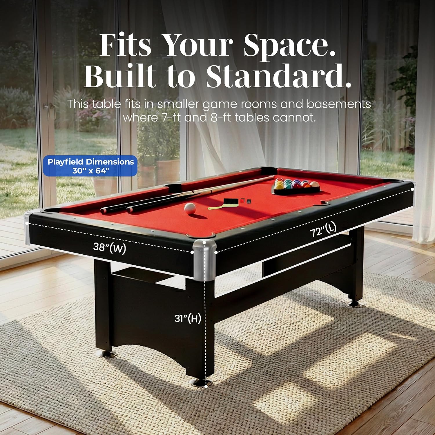 Hathaway Spartan 6 Ft Pool Table, with Ping Pong Multi Game Combo Tables for Family Recreation Game Rooms - Includes Billiard Balls, Cues, Paddles, Brush & More