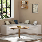 63 inches L-Shaped Storage Bench with Cushion Seat Corner Dining Bench with Hidden Storage Wooden Backless Bench for Entryway Dining Room Kitchen,White