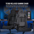 Corsair TC100 Relaxed Gaming Chair - Fabric - Racing-Inspired Design - Lumbar Pillow - Detachable Memory Foam Neck Pillow - Adjustable Seat Height - Adjustable Armrests - Gray and Black