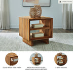 Signature Design by Ashley Dressonni Rustic End Table with 2 Open Shelves, Light Brown