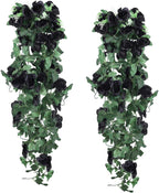 RECUTMS Flowers Artificial Hanging Plants 2PCS 3.3Ft Rose Vine for Home Room Garden Wedding Indoor Outdoor Decoration (Black)