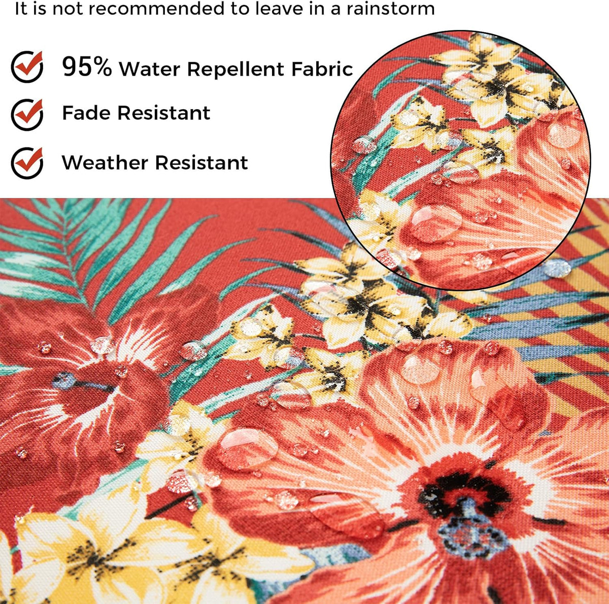 Outdoor/Indoor Inflatable Ottoman Pouf D20 xH9, All Weather Round Footstool with Handle, Water Repellent Portable Footrest for Patio Garden Camping Travel-Chili Red Floral